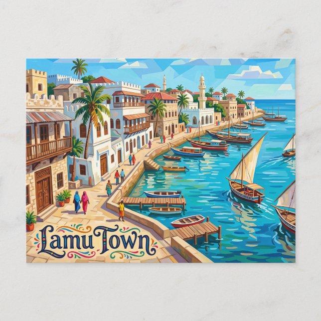 Lamu Town Kenya Postcard (Front)