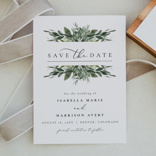 LANA Modern Bohemian Greenery Save the Date Invitation (Creator Uploaded)