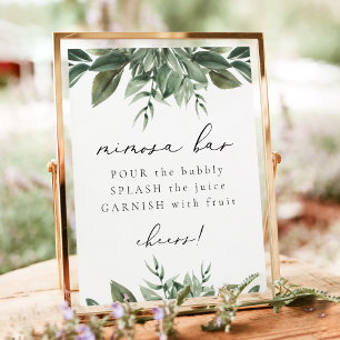 LANA Modern Boho Greenery Mimosa Bar Sign