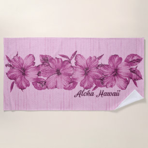 Lanai Distressed Hawaiian Hibiscus - Pink Beach Towel