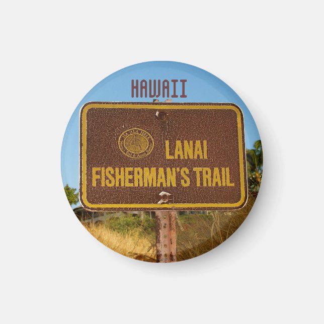 Lanai Hawaii Beach Trail Sign Magnet (Front)