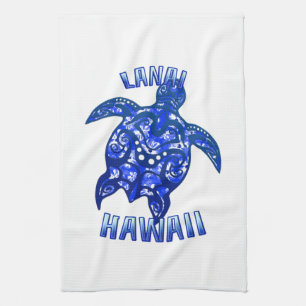 Lanai Hawaii Vacation Tribal Turtle Tea Towel