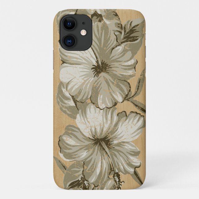 Lanai Hawaiian Hibiscus Faux Wood Case-Mate iPhone Case (Back)