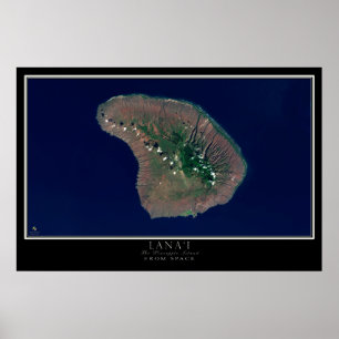 Lanai Island Hawaii Satellite Poster Map