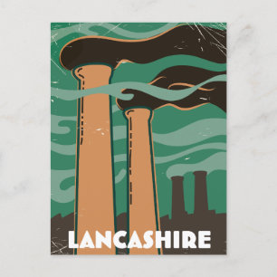 Lancashire Chimney vintage travel. Holiday Postcard