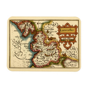 Lancashire County England Old Antiquarian Map Magnet