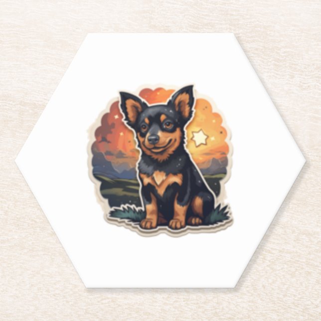 Lancashire Heeler at sunset Paper Coaster (Front)