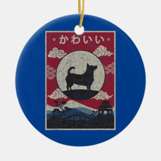 Lancashire Heeler Japanese Design Kawaii Dog Mum Ceramic Ornament (Front)