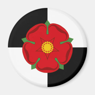 Lancashire Magnet - Rose on Black & White Quarters