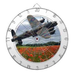 Lancaster Bomber Over A Poppy Field Dartboard