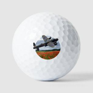 Lancaster Bomber Over A Poppy Field Golf Balls