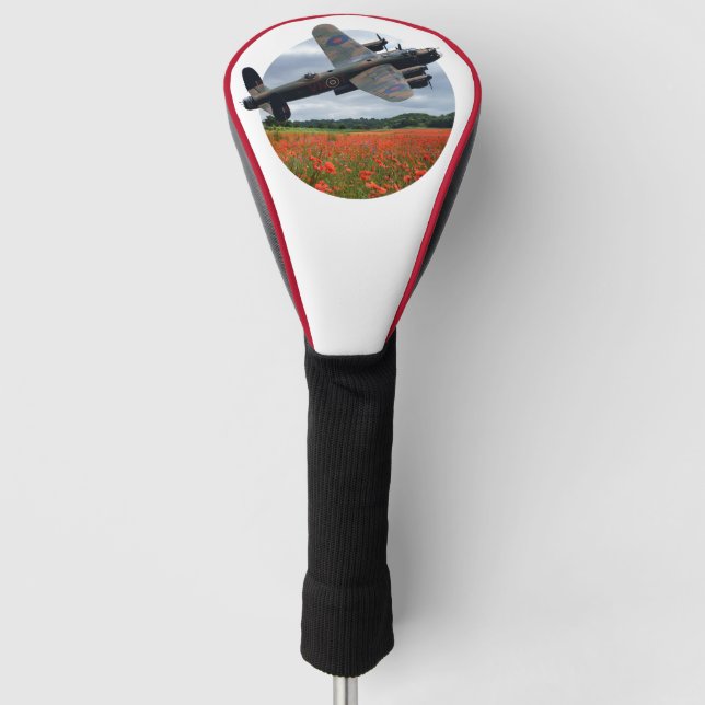 Lancaster Bomber Over A Poppy Field Golf Head Cover (Front)
