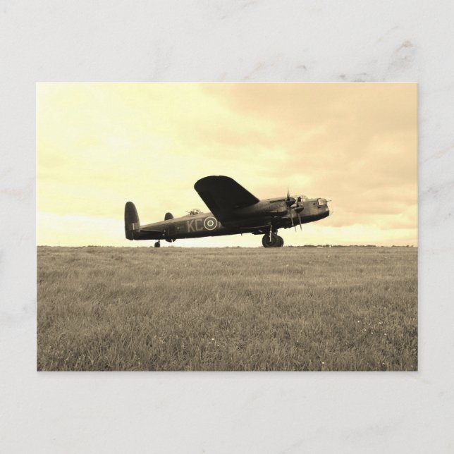 Lancaster Bomber Sepia Tone Postcard (Front)