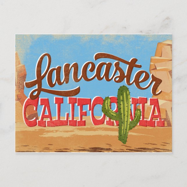 Lancaster California Cartoon Desert Vintage Travel Postcard (Front)