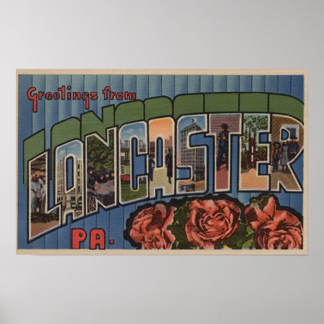 Lancaster, Pennsylvania - Large Letter Scenes Poster (Front)