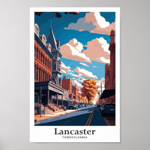 Lancaster Pennsylvania Travel Art Vintage Poster