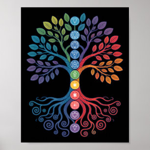 Lanced Realms Sacred Geometry Tree Mandala Chakra  Poster