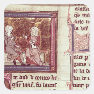 Lancelot and Guinevere sit and talk Square Sticker