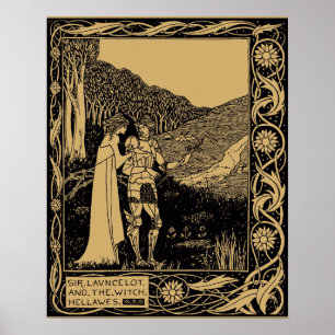 Lancelot and Hellawes by Aubrey Beardsley Poster