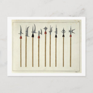 Lances, spears, halberds and partisanes, plate fro postcard