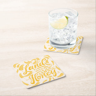 Land Flowing with Milk & Honey Square Paper Coaster