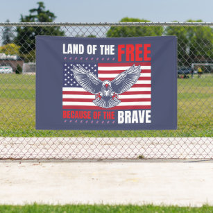 Land free brave eagle Patriotic Banner