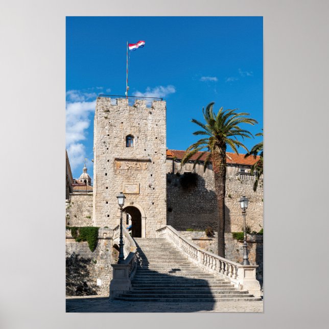 Land Gate in Korcula town - Dalmatia, Croatia Poster (Front)