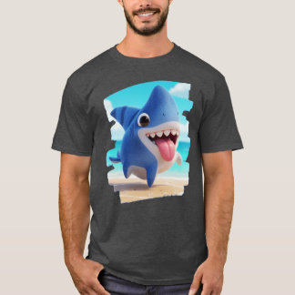 Land Half Cute Dog Half Whimsical Shark 3D retro T-Shirt