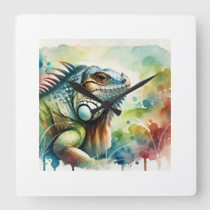 Land iguana 120724AREF121 - Watercolor Square Wall Clock