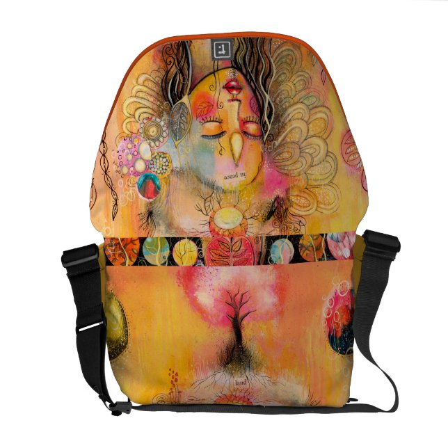 "land in peace" messenger bag (Back Open)