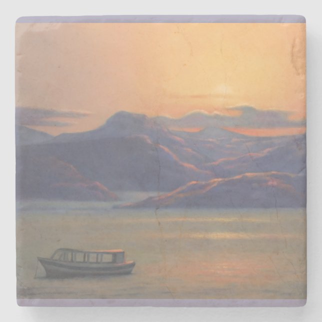 "Land of Ancients Marble Coaster" Stone Coaster (Front)