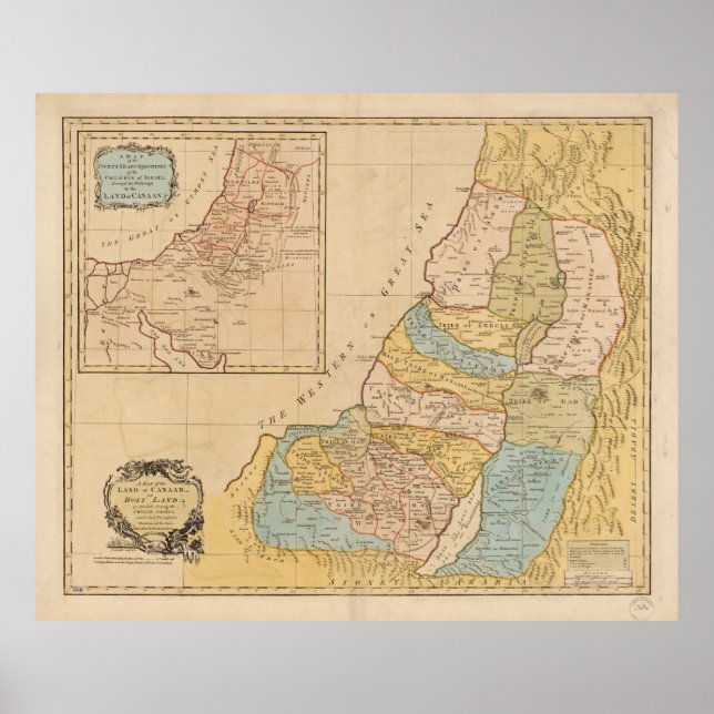 Land of Canaan (Holy Land) Map (1760) Poster (Front)
