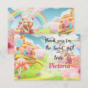Land of Candy Birthday Thank you note invitation