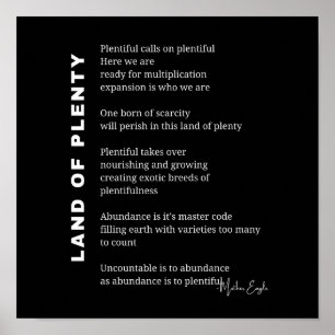 Land of plenty encouragement poem poetry wall post poster