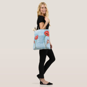 Land of Poppies Poem, Soft Blue Watercolor Tote Bag