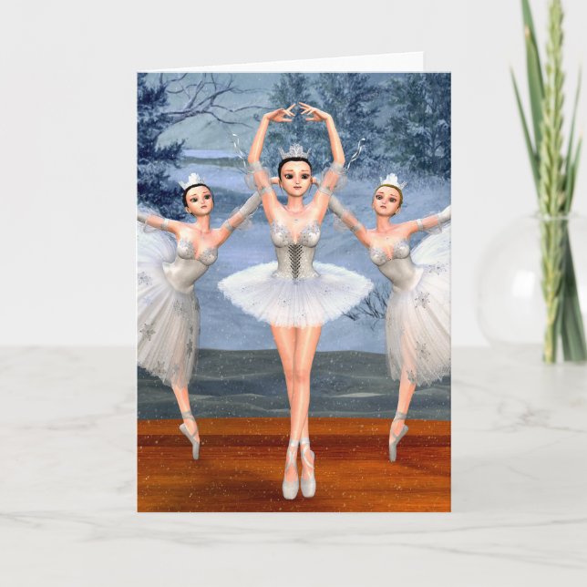 Land of Snow Ballerinas Blank Greeting Card (Front)