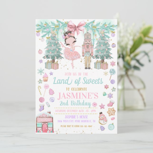 Land of Sweets Sugar Plum Fairy Nutcracker Invitat Invitation (Standing Front)