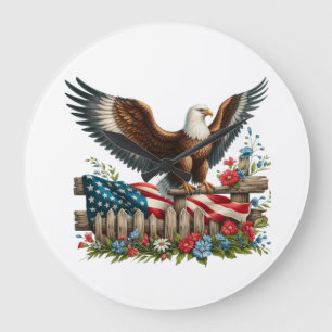 Land of the Free, 250 Years of Freedom Large Clock