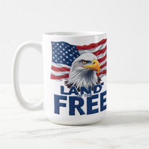 Land of the Free, American Flag Patriotic Coffee Mug