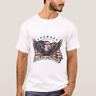 Land of the Free American Flag Patriotic Eagle T-Shirt