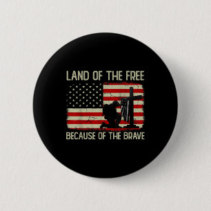 Land Of The Free Because Of Brave Us Flag Gifts Me 6 Cm Round Badge