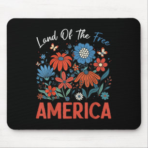 Land Of The Free Because Of The Brave Boho Floral Mouse Pad