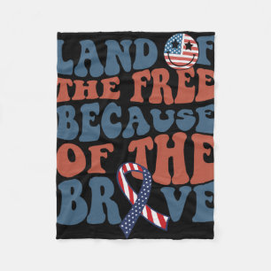 Land Of The Free Because Of The Brave July 4th Ind Fleece Blanket