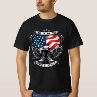 Land of the Free Because of the Brave Patriotic  T-Shirt
