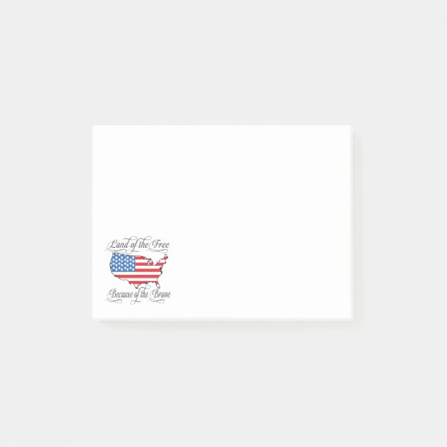 Land of the Free because of the Brave Patriotic US Post-it Notes (Front)