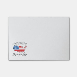 Land of the Free because of the Brave Patriotic US Post-it Notes