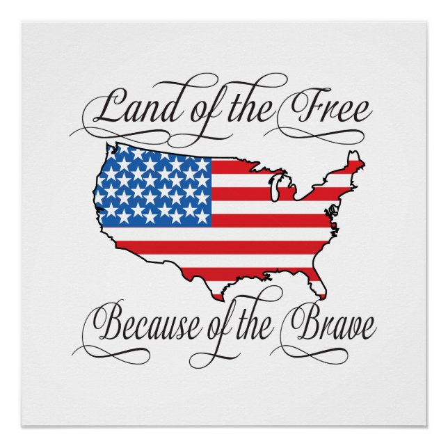 Land of the Free because of the Brave Patriotic US Poster (Front)