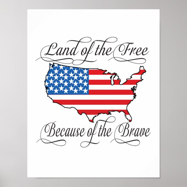 Land of the Free because of the Brave Patriotic US Poster (Front)