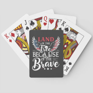 Land of The Free Because of The Brave Veteran's  Playing Cards
