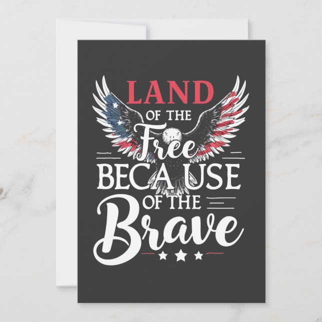 Land of The Free Because of The Brave Veteran's  Thank You Card (Front)